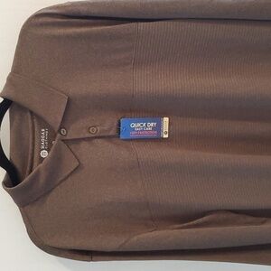 Haggar  NWT LS brown Heather quick dry easy care top size large 100% polyester